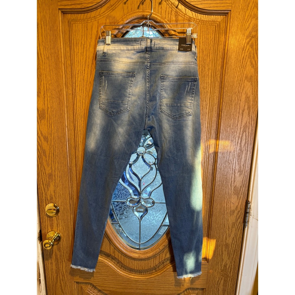 NWT --- Denim House Jeans Womens W32 L32 Distressed Skinny Frayed Hem Blue NWT-- - Picture 2 of 13